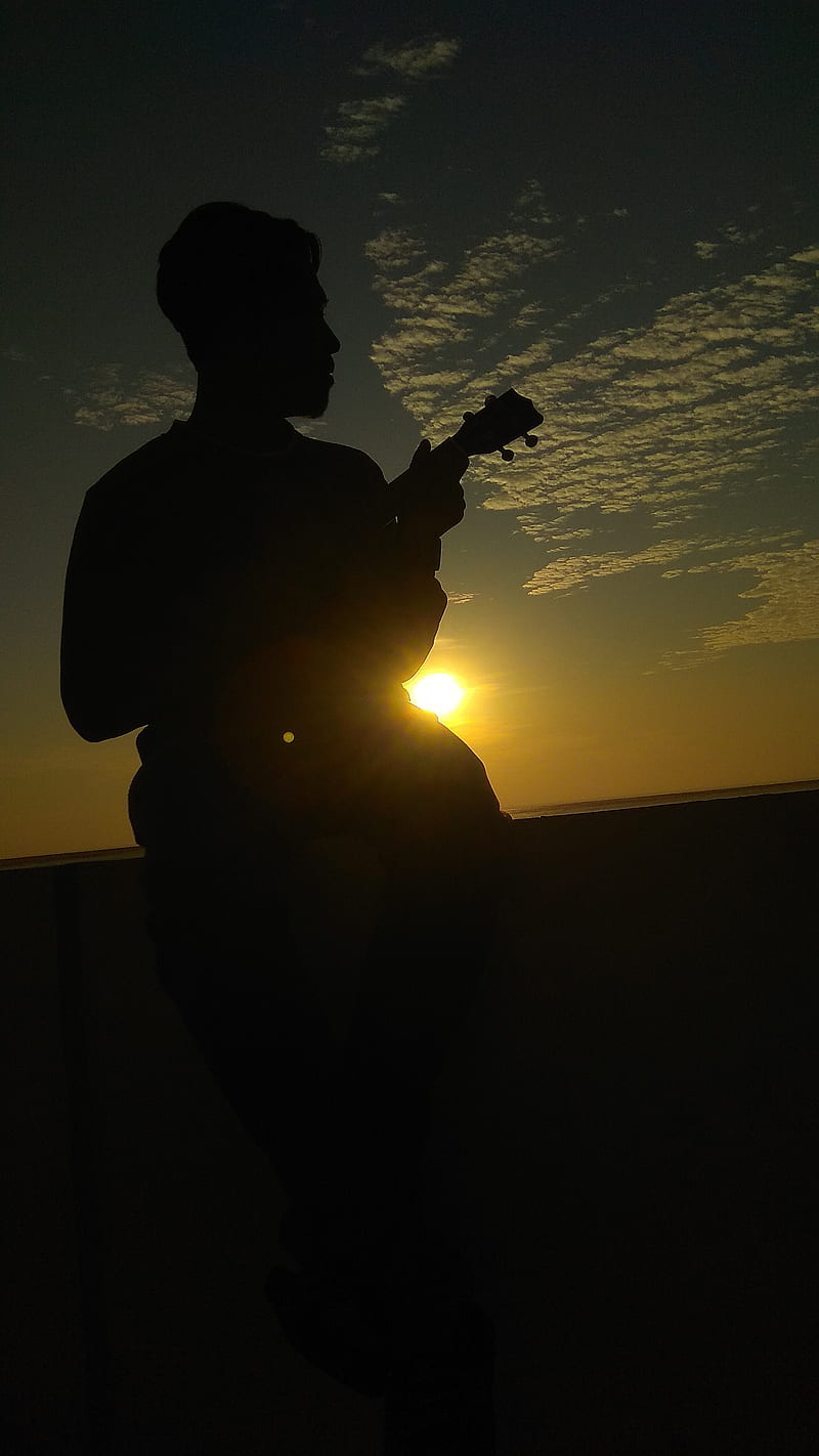 Sunset point, ukulele, HD phone wallpaper