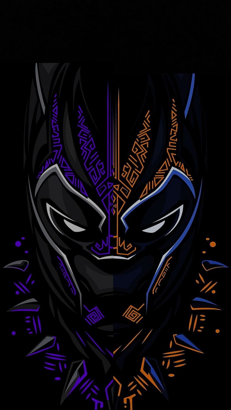 Black Panther , Purple And Yellow, purple, yellow, marvel, movie, HD phone wallpaper