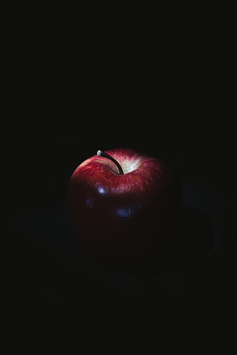 apple, fruit, red, shadow, dark, HD phone wallpaper