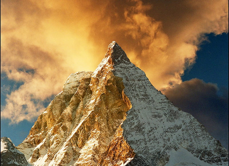 Golden Peak, mountain, nature, golden, peak, HD wallpaper