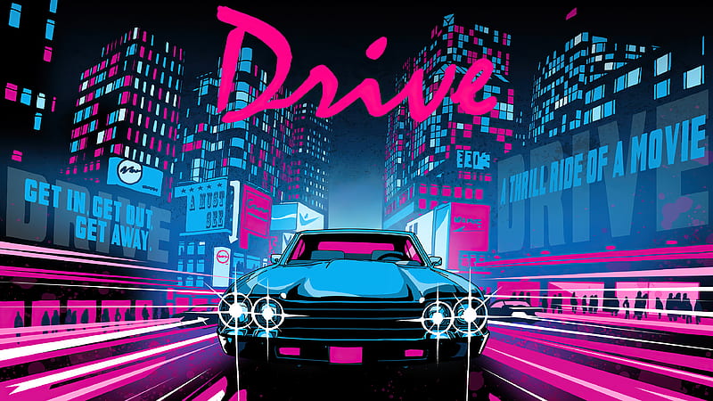 Thrill Ride Outrun Drive , outrun, retrowave, carros, artist, artwork, digital-art, HD wallpaper