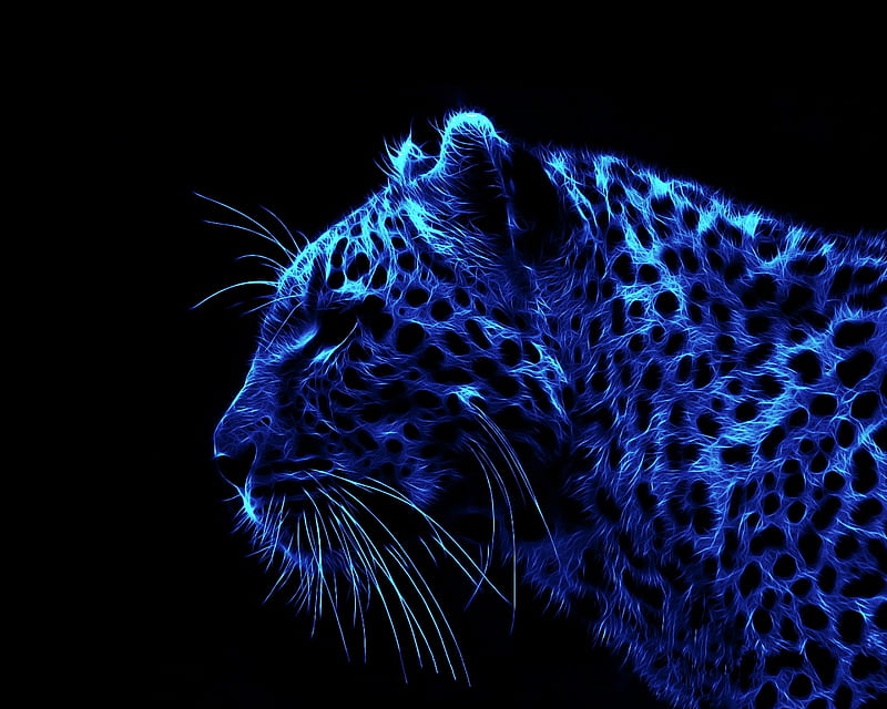 Blue Leopard, leopard, lovely, cg, graphics, blue, HD wallpaper