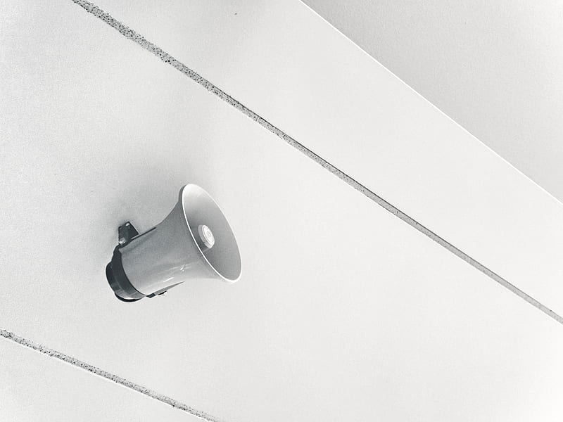 gray megaphone on white surface, HD wallpaper