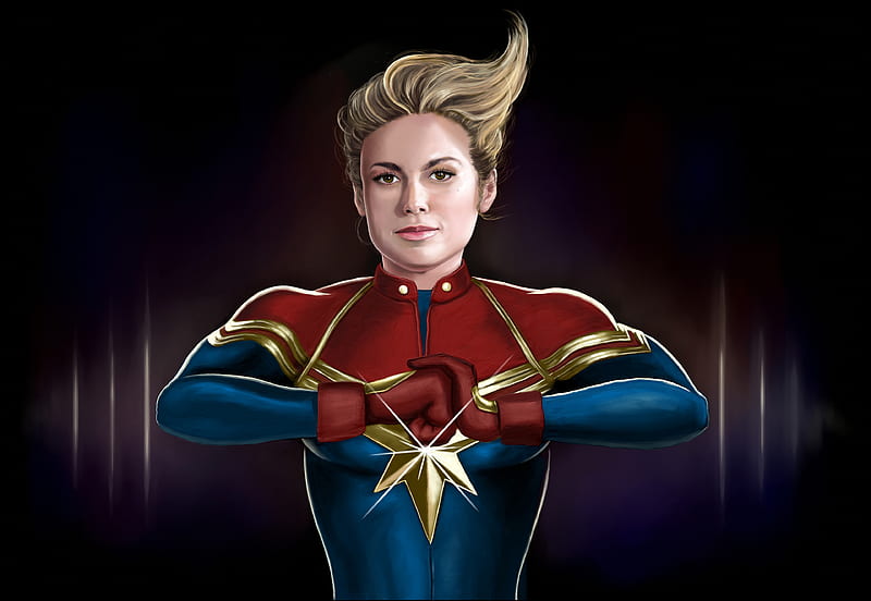 Brie Larson as Captain Marvel Illustration, HD wallpaper.