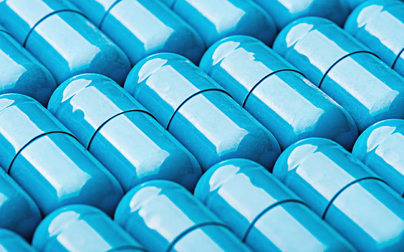 blue capsules medicine, blue pills, close-up, capsules, medical preparations, pills, HD wallpaper
