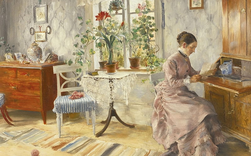 letter, swedish artist, carl larsson, 1885, HD wallpaper