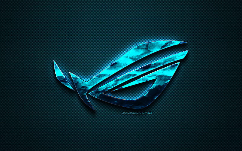 ROG blue logo, Republic Of Gamers, ASUS, creative blue art, ROG emblem, dark blue background, ROG, logo, brands, HD wallpaper