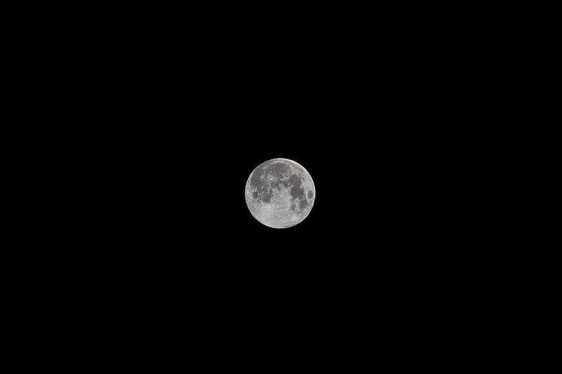 full moon, moon, sky, night, bw, HD wallpaper