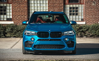 BMW X5M, F85, Blue X5, Vossen, front view, blue SUV, tuning X5, German cars, BMW, HD wallpaper