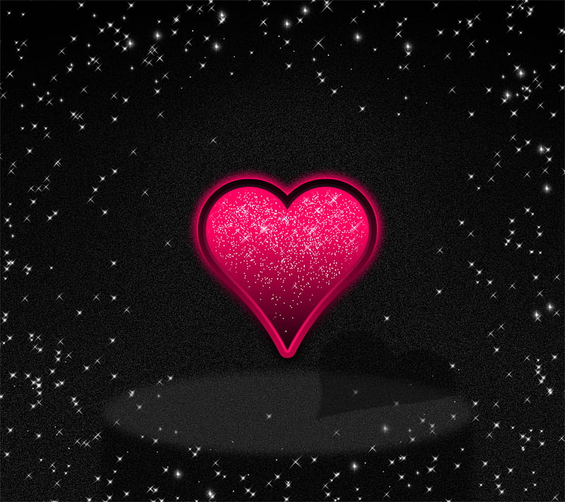 sparkle heart, black, red, HD wallpaper