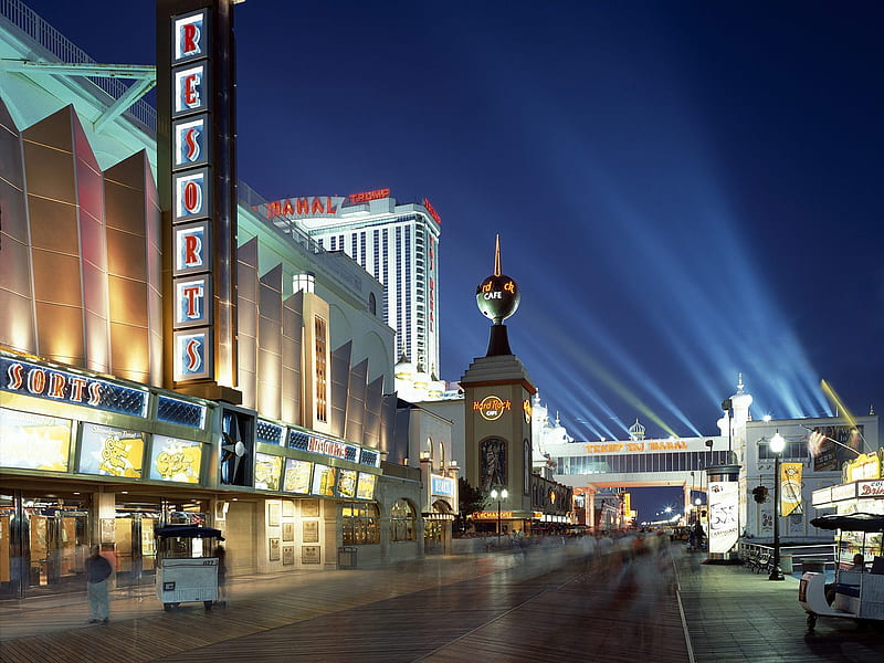 Casinos Dusky Atlantic City, architecture, atlantic city, new jersey, boardwalk, casinos, HD wallpaper
