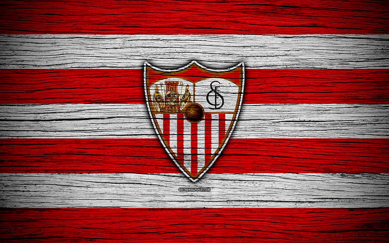FC Sevilla Spain, LaLiga, wooden texture, soccer, Sevilla, football club, La Liga, Sevilla FC, HD wallpaper