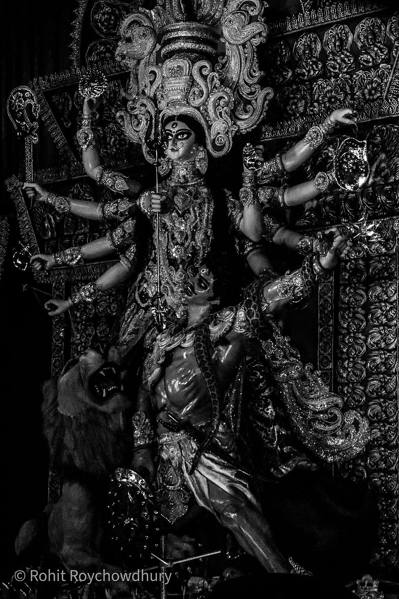 Durga maa, black and white, durgapuja, HD phone wallpaper | Peakpx