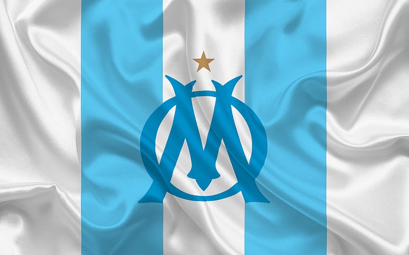 Olympic Marseille, Football club, France, Ligue 1, football, OM emblem, OM logo, White silk, HD wallpaper
