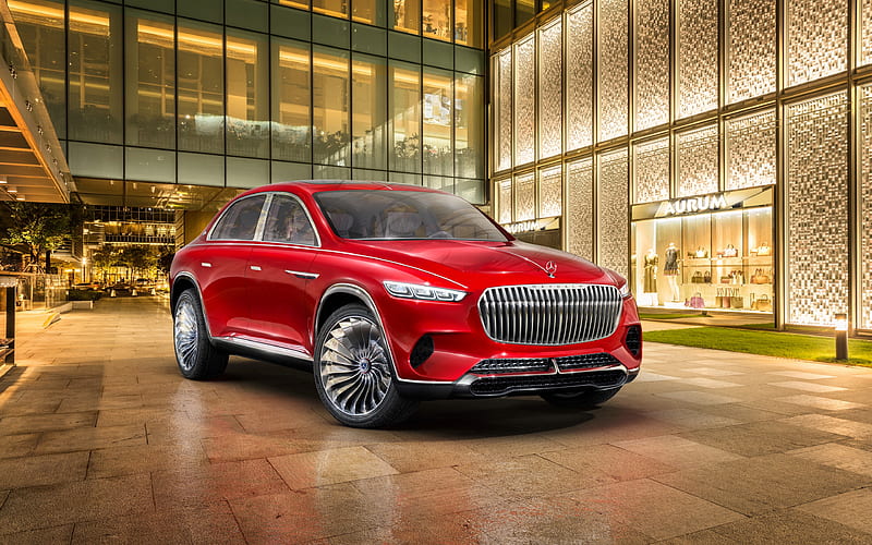 Vision Mercedes-Maybach Ultimate Luxury, 2018 red SUV, German cars, electric car, exterior, front view, electric luxury SUV, concept, Mercedes, HD wallpaper