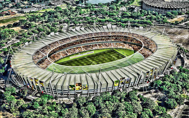 Mineirao Stadium, aerial view, summer, soccer, Cruzeiro Stadium, football stadium R, Belo Horizonte, Minas Gerais, Brazil, Mineirao, HD wallpaper
