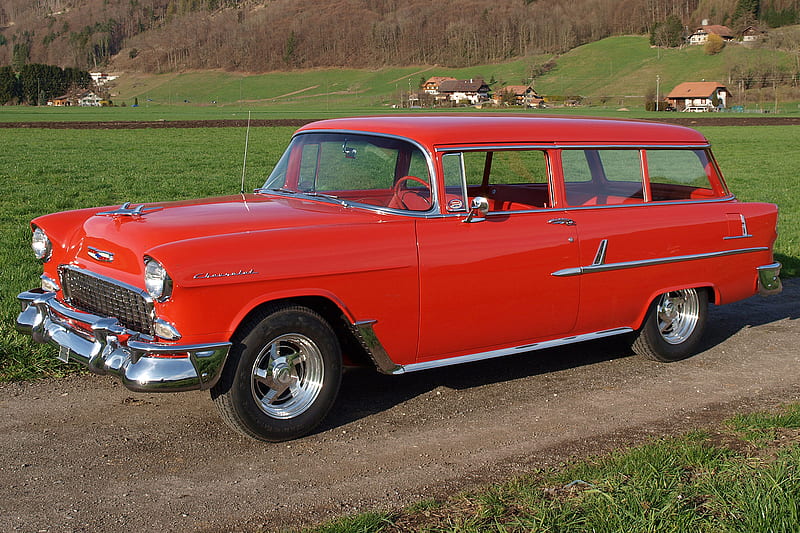 Sweet Chevy Wagon, red, nomad, antique, wagon, car, chevrolet, chevy, classic, HD wallpaper
