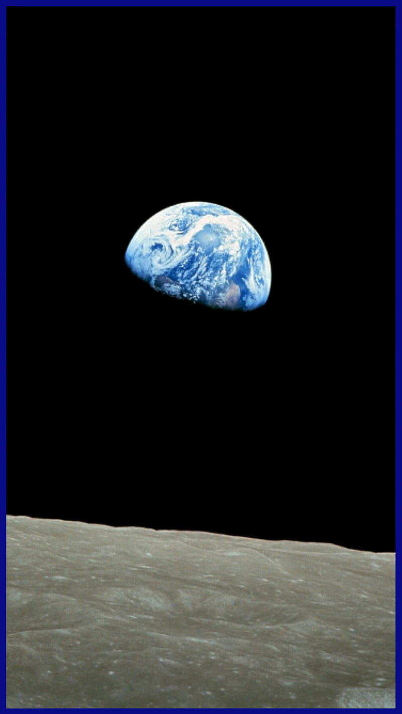 Earthrise Lockscreen, universe, moon, earth, blue, astronaut, nasa, apollo 8, space, saturn v, HD phone wallpaper