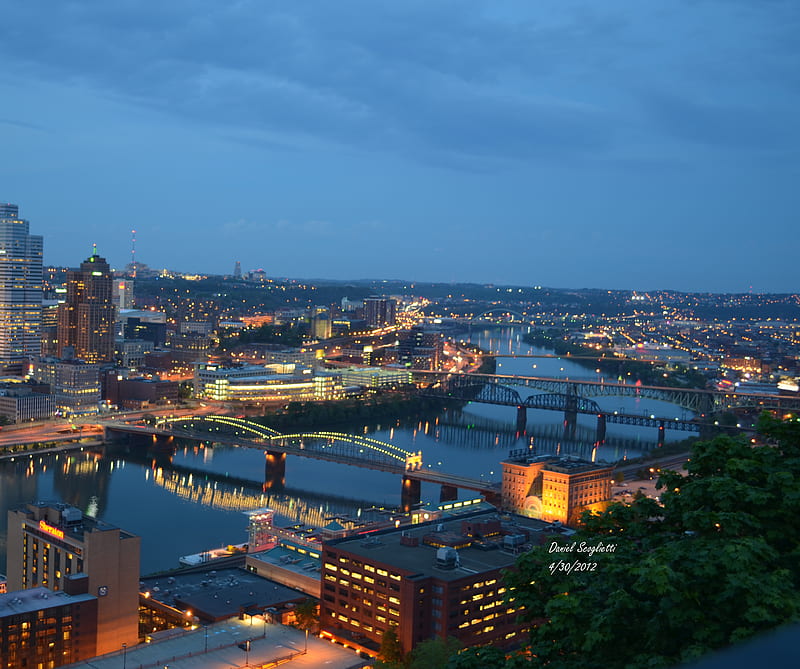 Pittsburgh At Night, nightscape, HD wallpaper