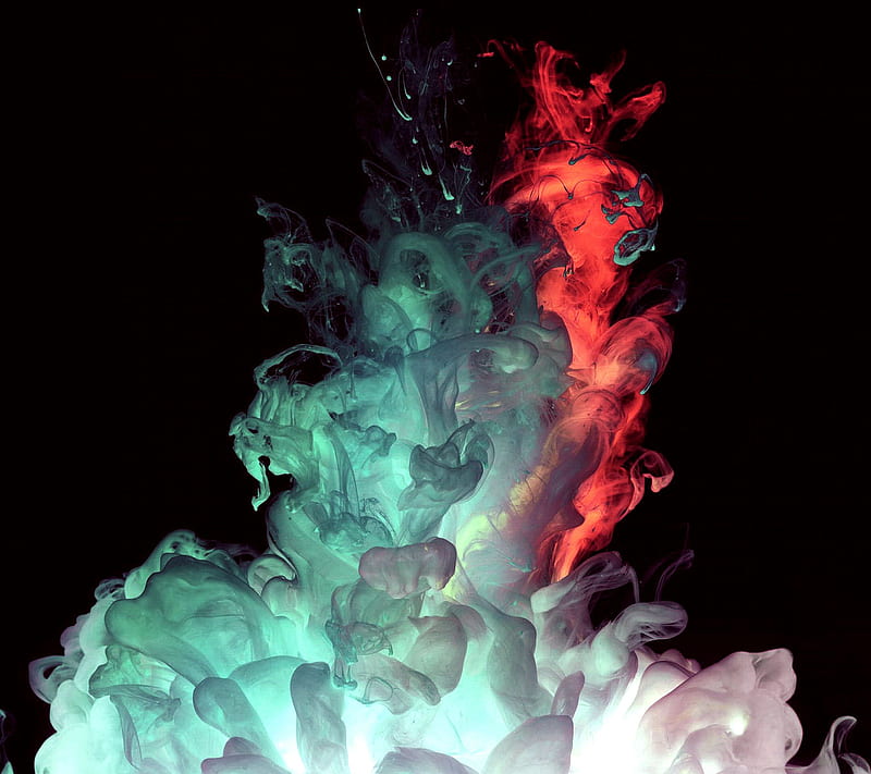 RC Smoke, art, color, cyan, dark, darkdroid, g3, geek, lg, red, HD wallpaper