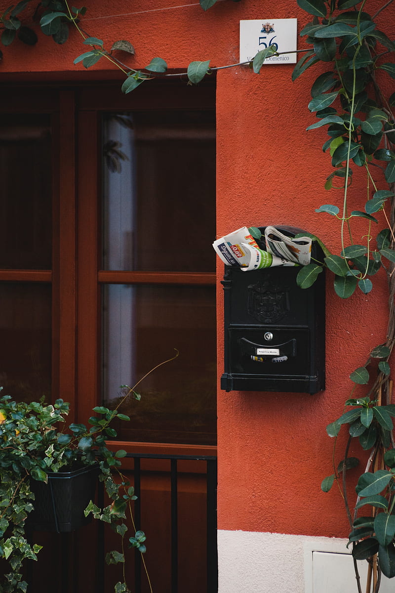 mailbox, newspaper, house, wall, HD phone wallpaper