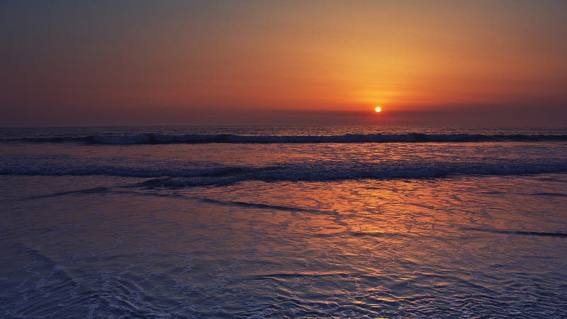 Sunset Beach, beach, cove, sunset, sunrise, sky, sea, coast, harbor, Firefox theme, HD wallpaper
