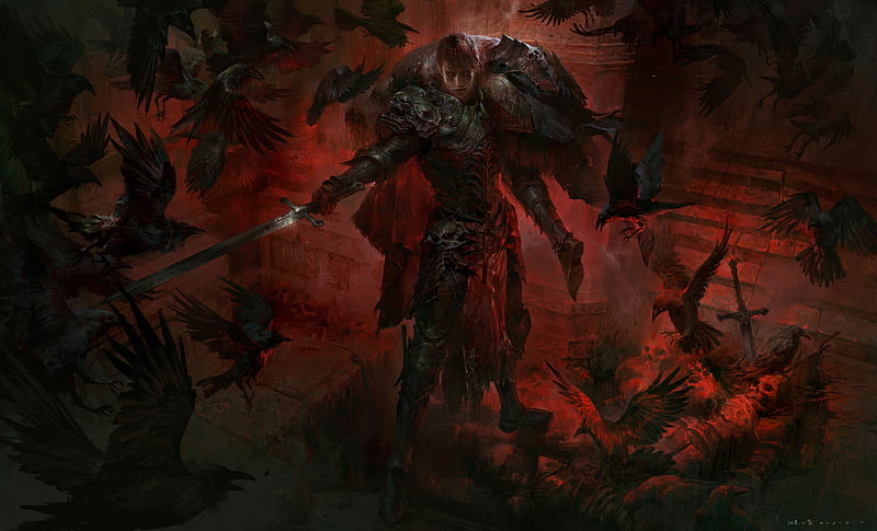 Raven knight, ark, red, fantasy, blackd, raven, dafeng lee, knight, HD  wallpaper | Peakpx