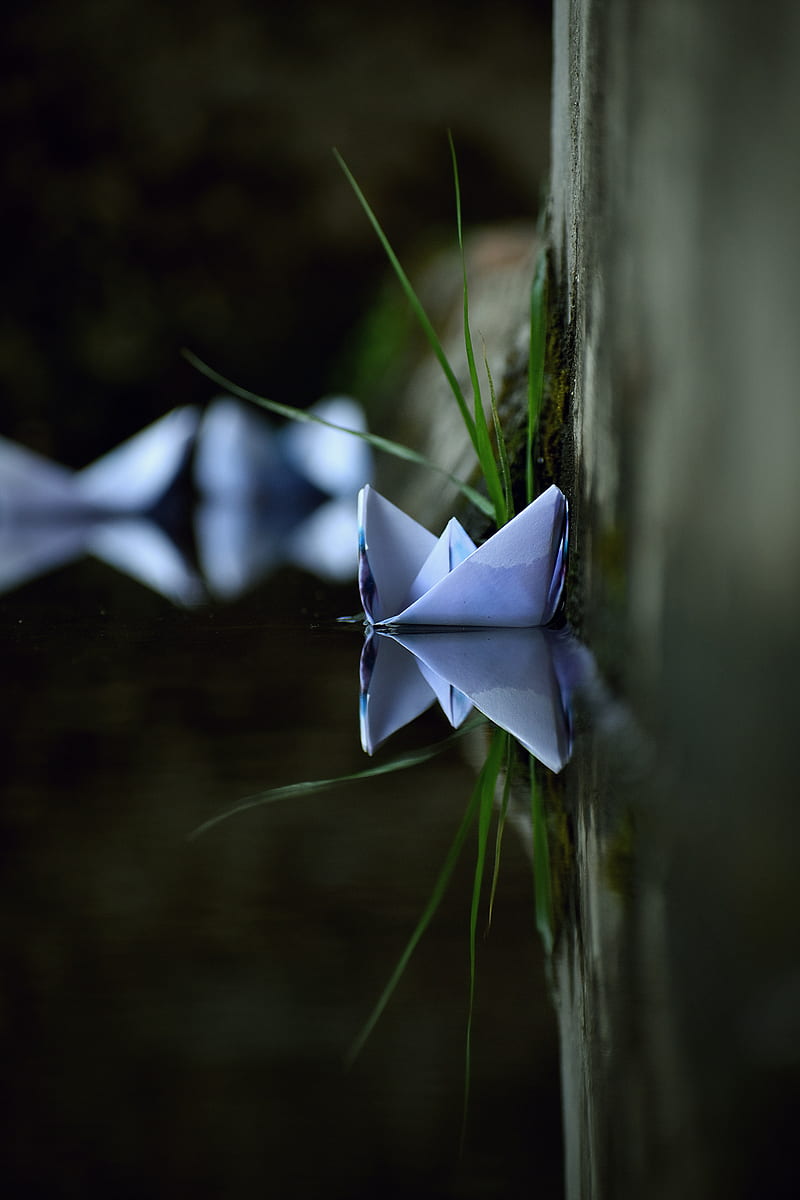 boat, origami, paper, water, HD phone wallpaper