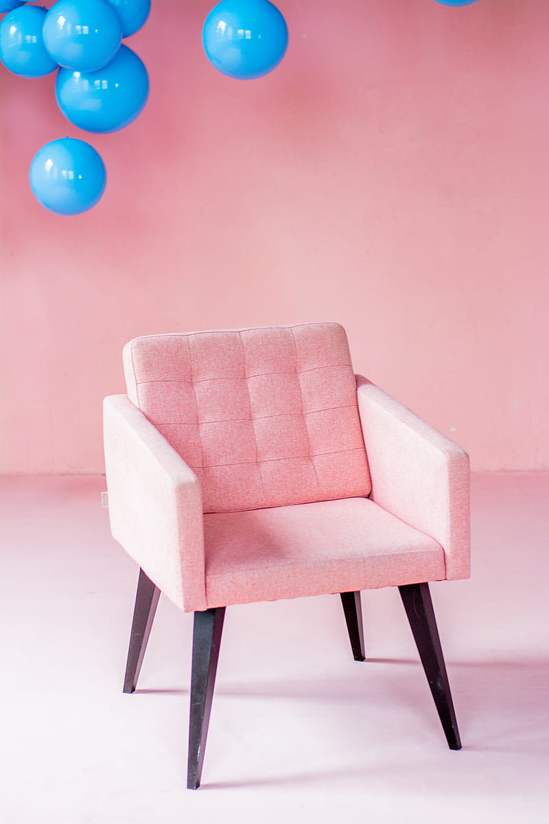chair, pink, balls, HD phone wallpaper
