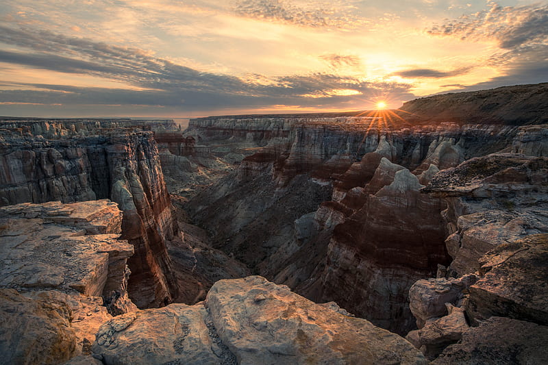 Canyons, Grand Canyon, Canyon, Cliff, Mountain, Rock, Sun, HD wallpaper