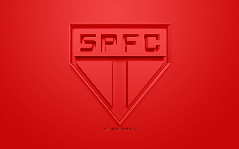 Sao Paulo FC, creative 3D logo, red background, SPFC, 3d emblem, Brazilian football club, Serie A, Sao Paulo, Brazil, 3d art, football, stylish 3d logo, HD wallpaper