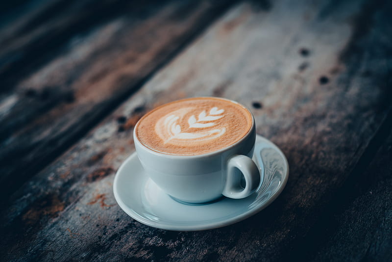 cappuccino, coffee, drink, mug, pattern, HD wallpaper