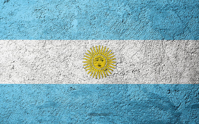 Flag of Argentina, concrete texture, stone background, Argentina flag, South America, Argentina, flags on stone, HD wallpaper
