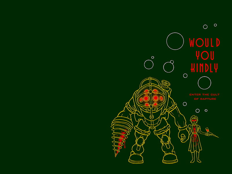 Would you Kindly?, games, bioshock, video games, big daddy, little sister, HD wallpaper