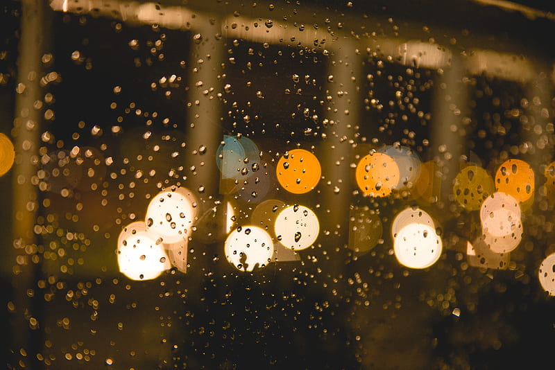 glare, drops, glass, blur, rain, HD wallpaper