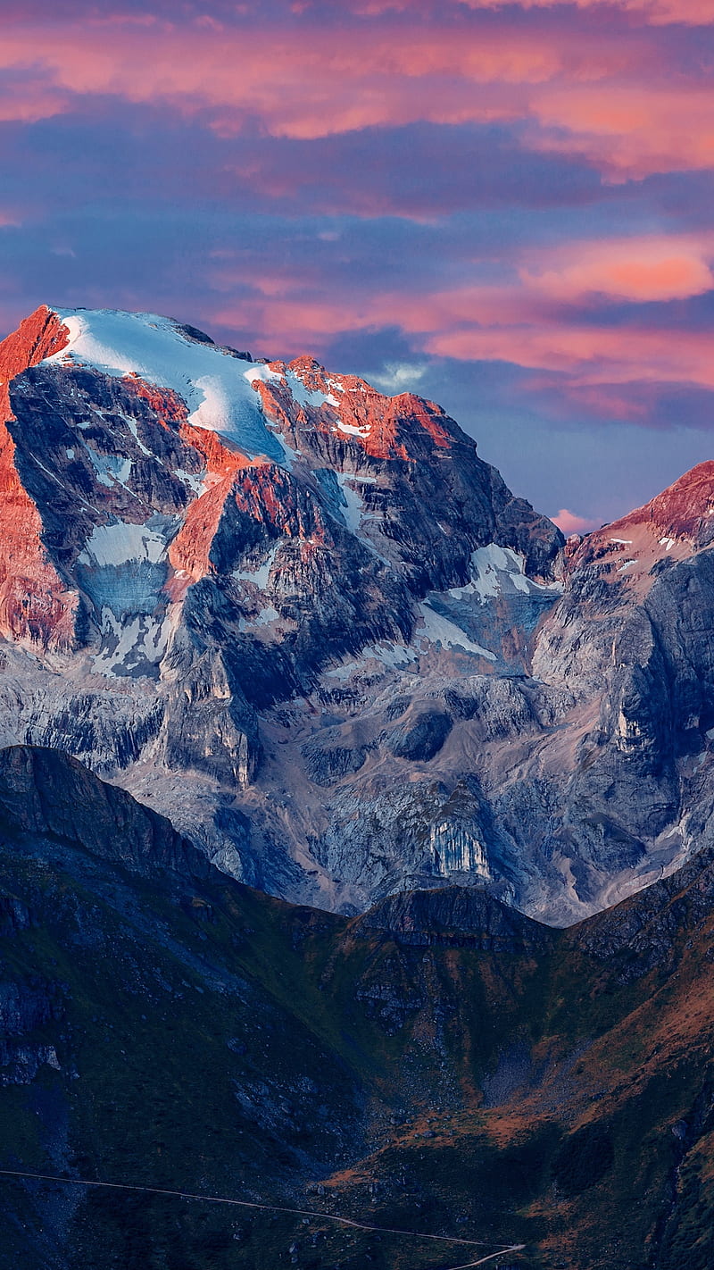 S SPECIAL, mountains, glacier, summit, orange, blue, sky, white, HD phone wallpaper
