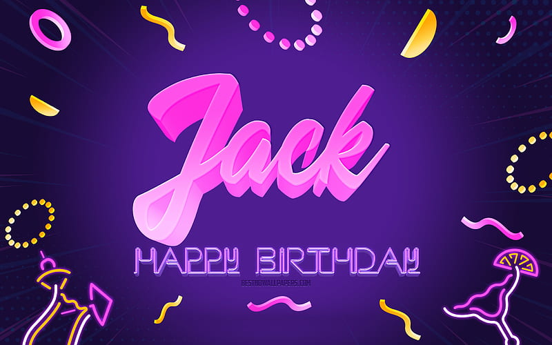 Happy Birtay Jack Purple Party Background, Jack, creative art, Happy Jack birtay, Jack name, Jack Birtay, Birtay Party Background, HD wallpaper