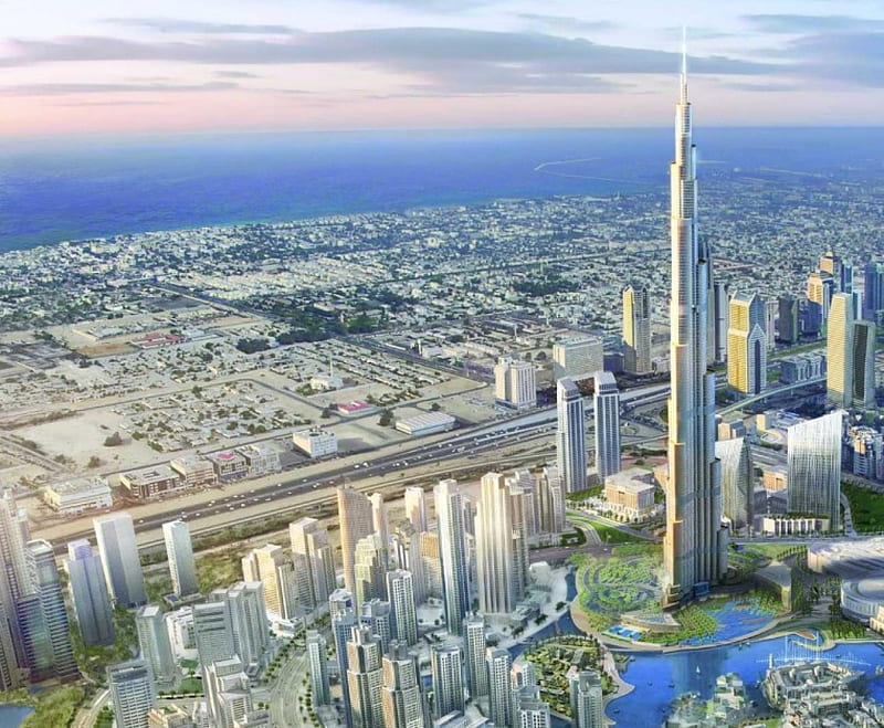 Modern Dubai, skies, architecture, modern, buildings, dubai, downtown, skyscrapers, HD wallpaper