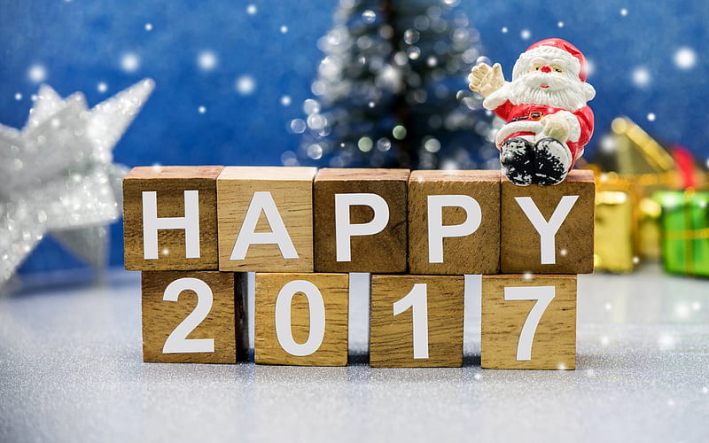 2017, happy new year, winter, snow, HD wallpaper