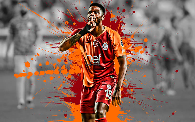 Ryan Donk Dutch football player, Galatasaray, defender, red orange paint splashes, creative art, Turkey, football, grunge, HD wallpaper