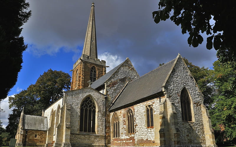 Church in England, England, chestnut, masonry, church, HD wallpaper