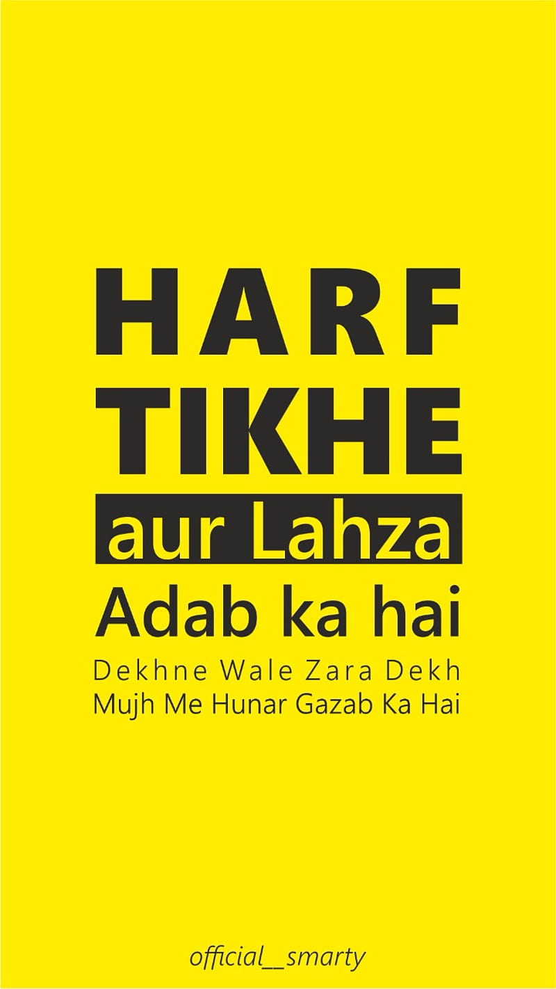 shayri, avez khan, hindi quotes, hindi shayri, official smarty, quotes, saying, smarty khan, two line shayri, yellow, HD phone wallpaper