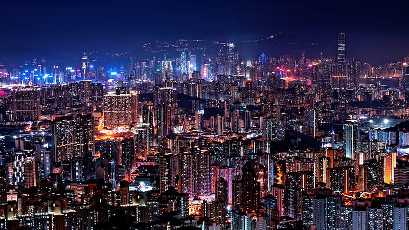 hong kong, cityscape, skyline, night, bonito, skyscrapers, lights, modern architecture, City, HD wallpaper