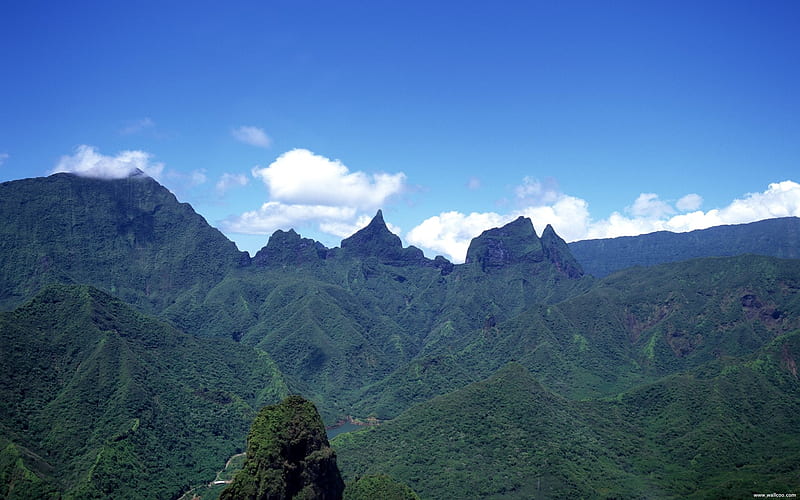 Tahiti beautiful mountains, HD wallpaper