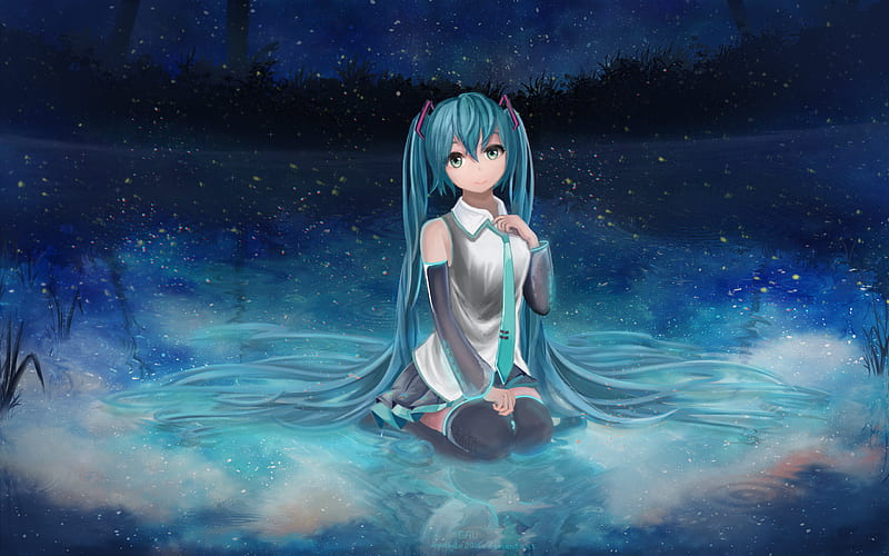 Hatsune miku, anime, girl, stars, HD wallpaper | Peakpx