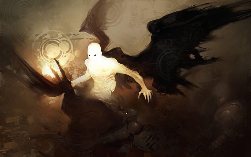 dark angel, fantasy, wings, angel, dark, artwork, HD wallpaper