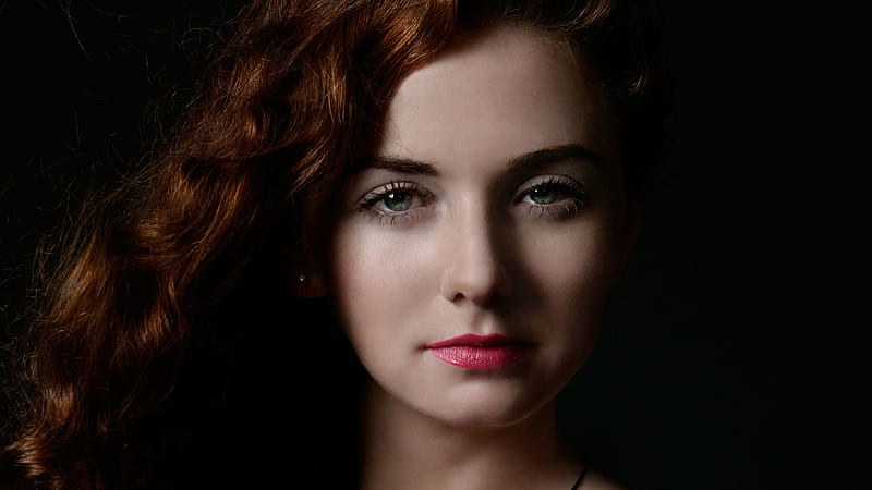 Green Eyes Lena Katina Redhead Russian Woman In Black Background Model, HD wallpaper