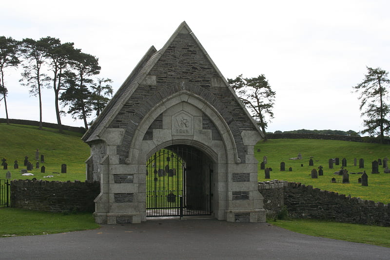 Curragh Cemetary entrance, graveyard Cemetary, gateway, building, HD wallpaper