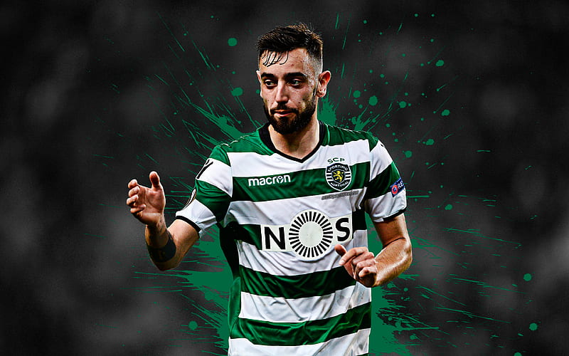 Bruno Fernandes Sporting Cp Art Portuguese Football Player Splashes Of Paint Hd Wallpaper Peakpx