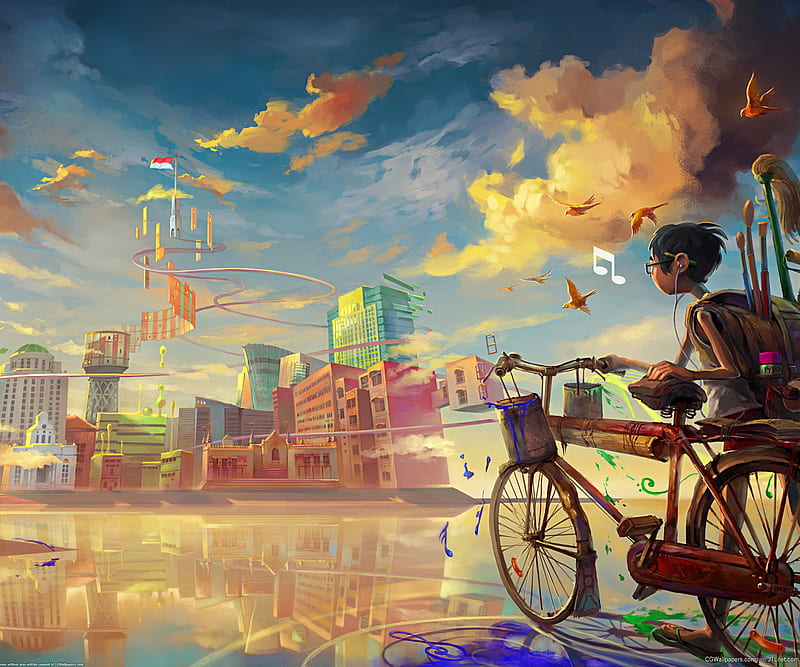 fairy tail cyclist, colorfull, fairy tail, HD wallpaper